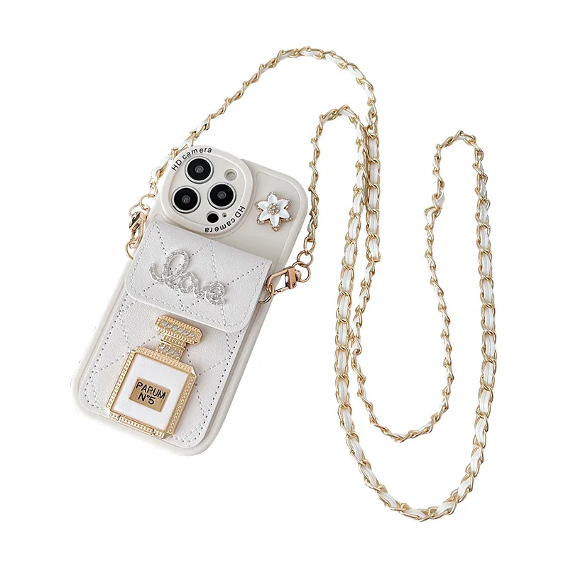 Для iPhone X Plus Xs Max 11 12 13 14 15 Mini Pro Роскошный Бриллиантовый хрустальный флакон для духов чехлы мобильных телефонов