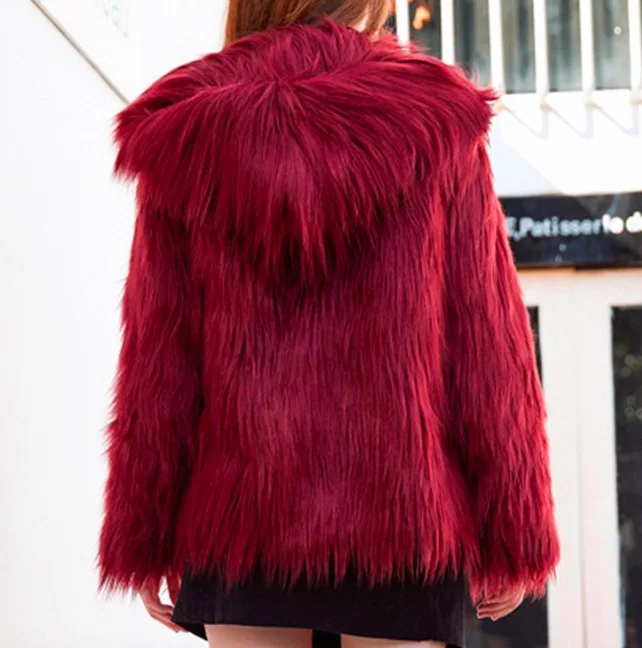 Elegant Furry Fur Coat Women Fluffy Warm Long Sleeve Female Outerwear Autumn Winter Coat Jacket Hairy Overcoat
