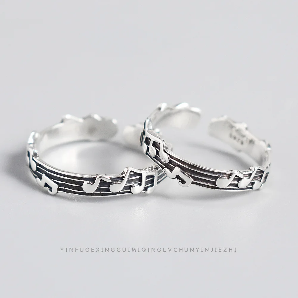Factory Direct Jewelry S925 sterling silver Staff notes Waterproof Open Rings for Women