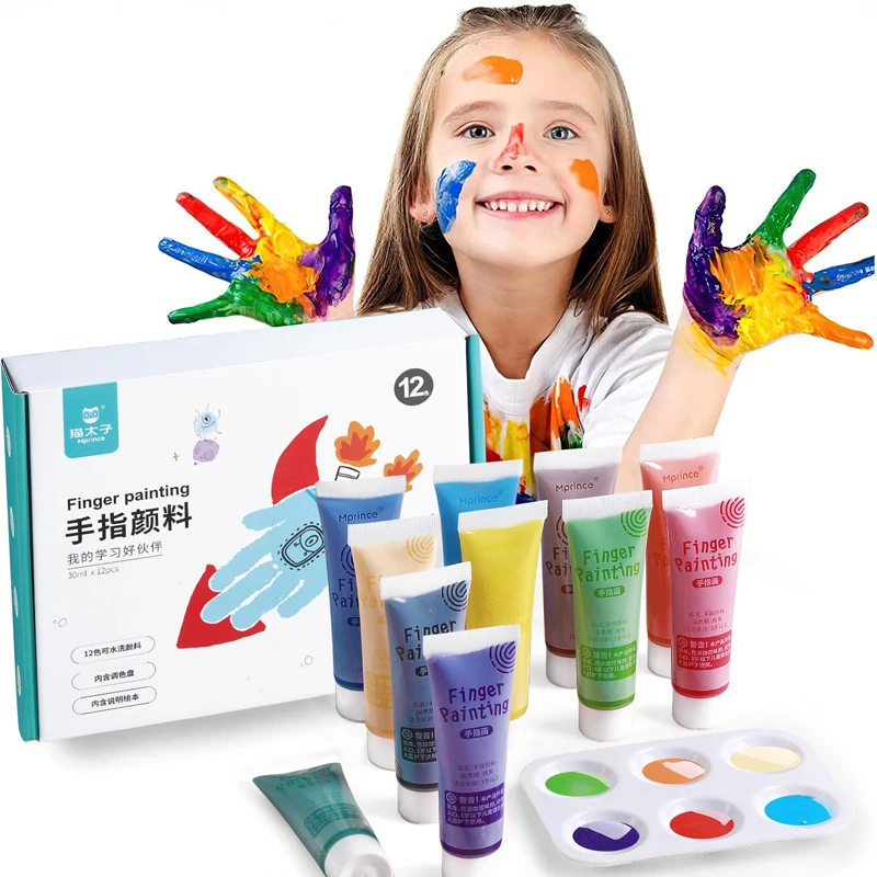 Kids Eco Non Toxic Book Acrylic Washable Brush Finger Paint Set for kids for students Christmas gift