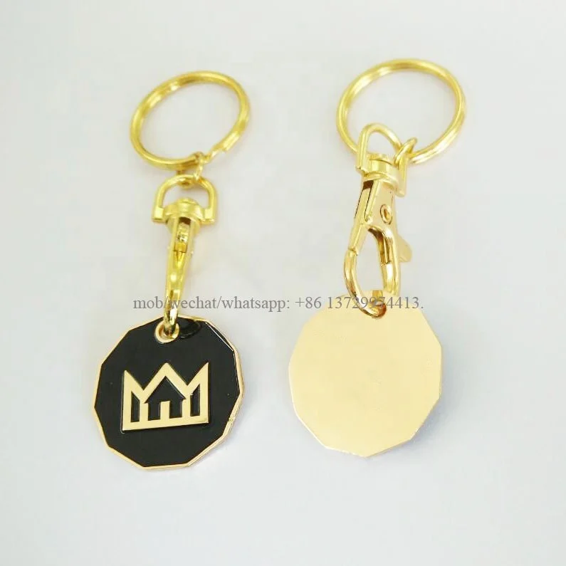 metal custom logo Canada double loonie coin and quarter coin shopping trolley grocery cart token key chain keychains