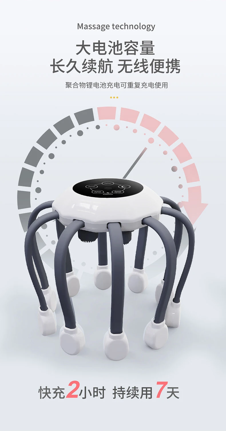 Head Massager electric scalp machine daul  vibrating head massage octopus brush  treatment machine neck massage products