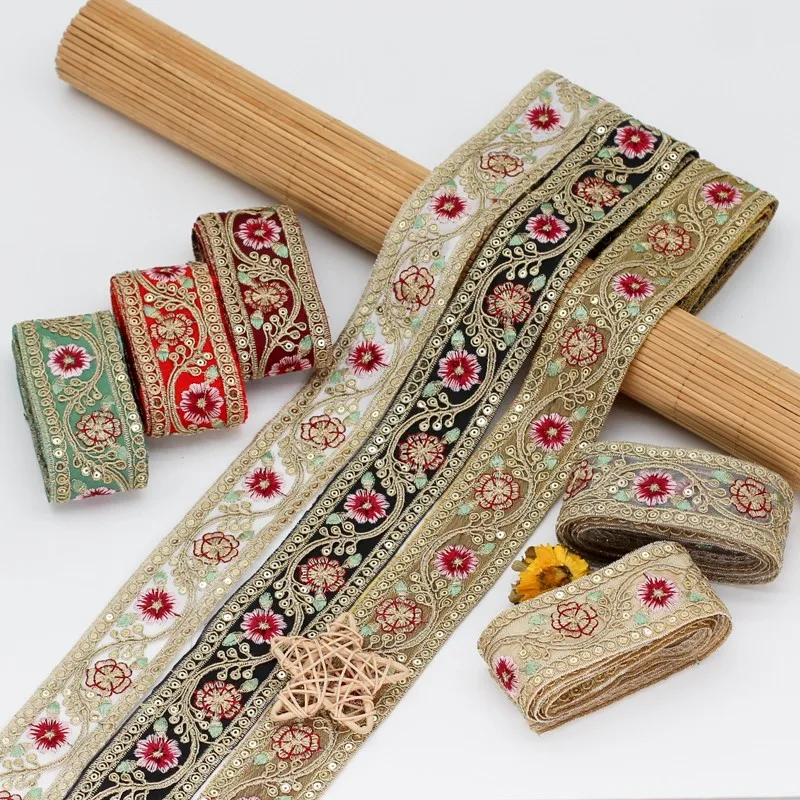 Multicolor Florist Embroidery Ribbon Lace Trim Ethnic Sew Accessory Ribbon