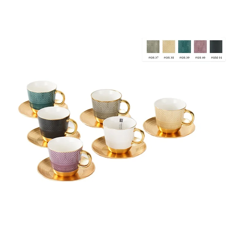 Arabic custom luxury gold rimmed saucer 90cc ceramic espresso coffee cup porcelain turkish coffee tea cups & saucers
