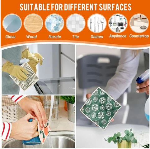 Swedish Dishcloths with Hanging Clips Reusable Swedish Dish Towels Cellulose Cleaning Cloths Washable Dish Wipes for Kitchen