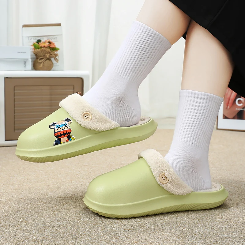 2023 Winter two-fold Furry Platform Sandals Flat Faux Fur Slides Slippers For Women Men