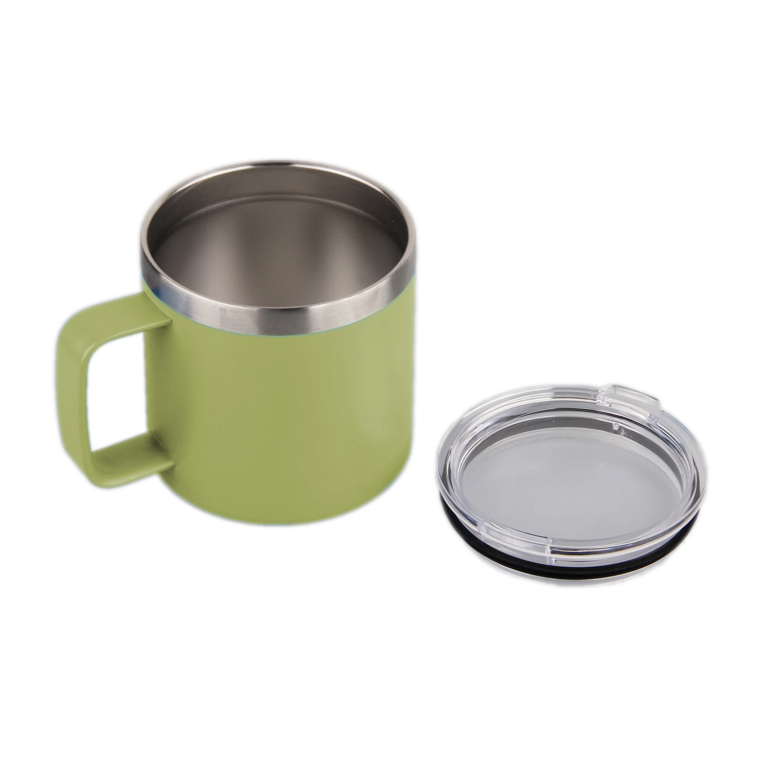 Premium 12 oz stainless steel insulated coffee mug with handle double wall vacuum beer tumbler travel mug with sliding lid