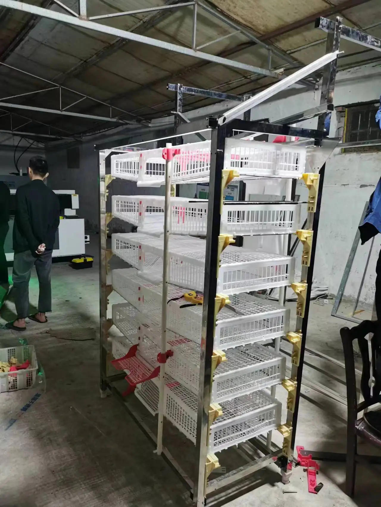 Agricultural equipment 6-layer quail cage animal cage stainless steel frame plus plastic