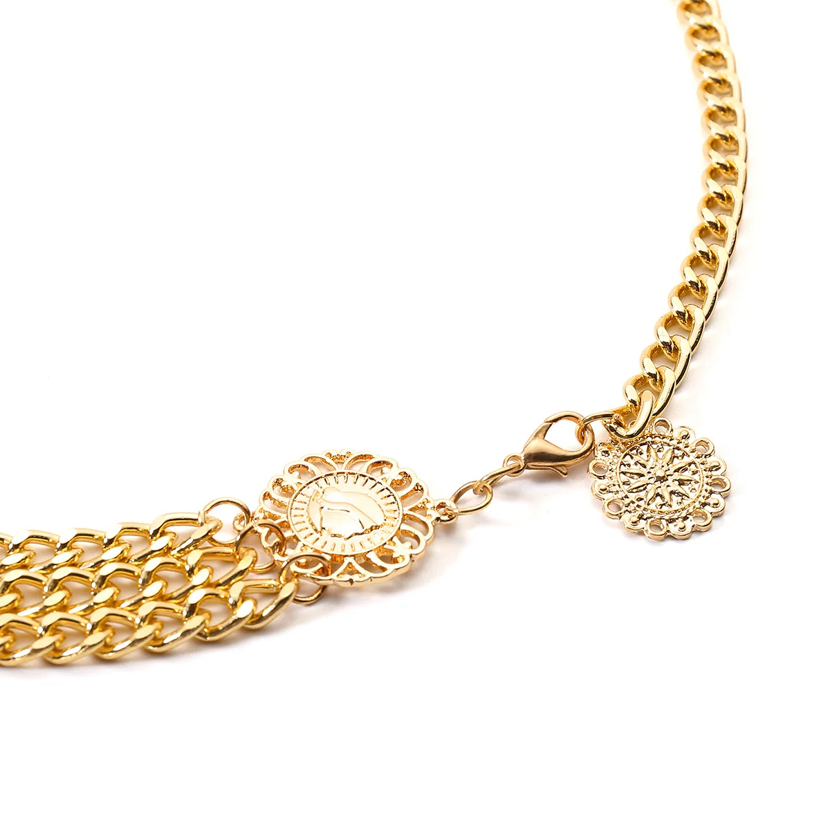Processing custom European and American alloy multi-layer exaggerated queen retro street beat female waist chain