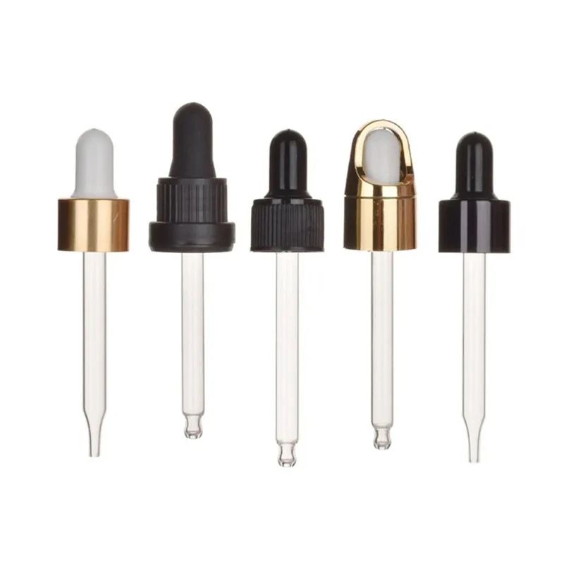 1ml CR Graduated black cap Glass Dropper Straight-Tip Calibrated Glass Medicine Dropper 1 mL for 2oz Tincture Bottle