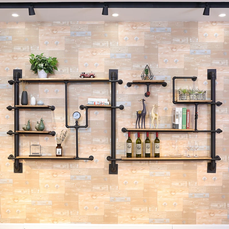 Customized Industrial Wall Mounted Iron Diy Furniture Metal Pipe Shelves for Home Decoration and Storage
