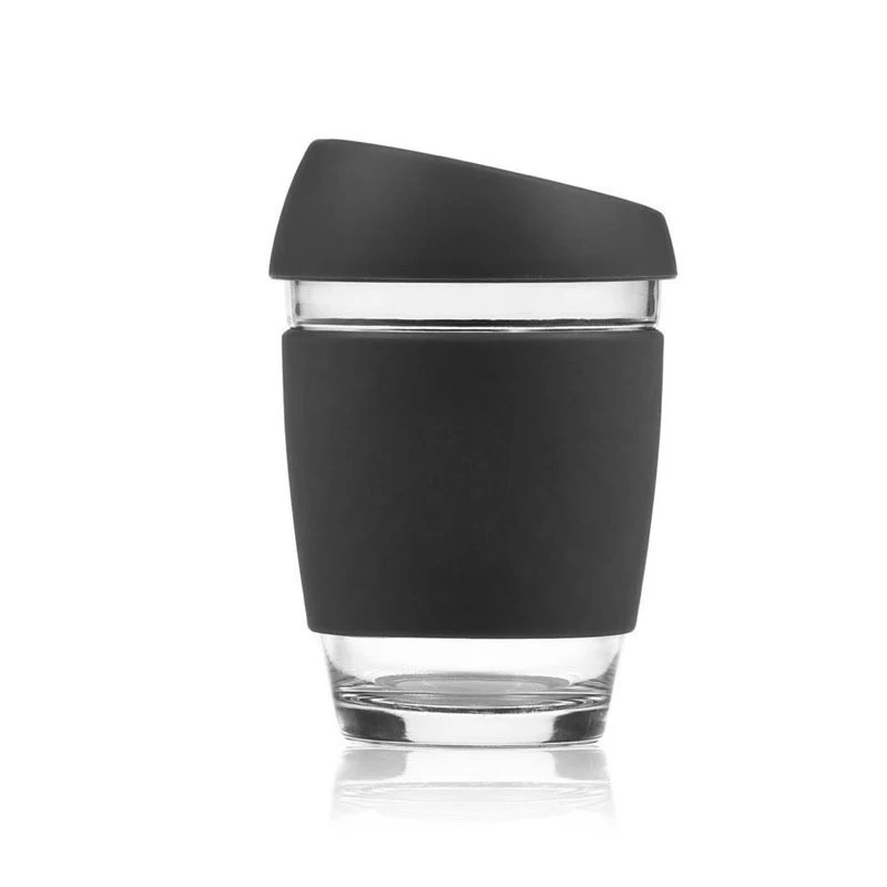 New Design 12oz Glass Coffee Mug Silicone Sleeve Office Drinking Bottle Business Gift with Custom Logo Printing