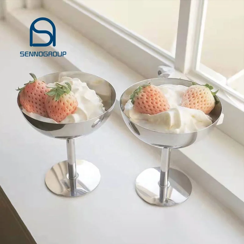Wholesale 304 Stainless Steel Dessert Bowl Disposable Ice Cream Cup
