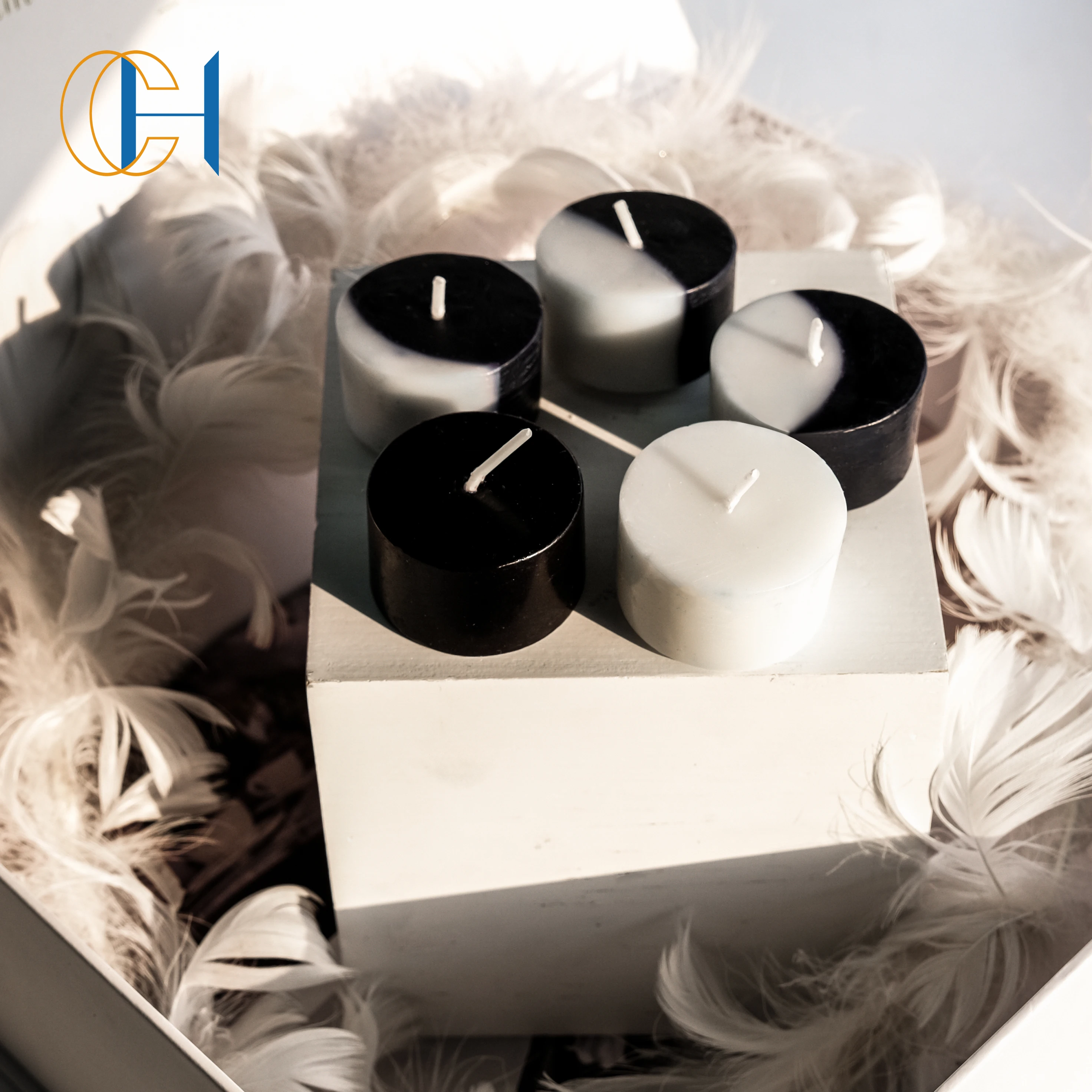 2022 New Design Positive energy small size tea light candle healing stone gemstone spiritual moon phase scented candles