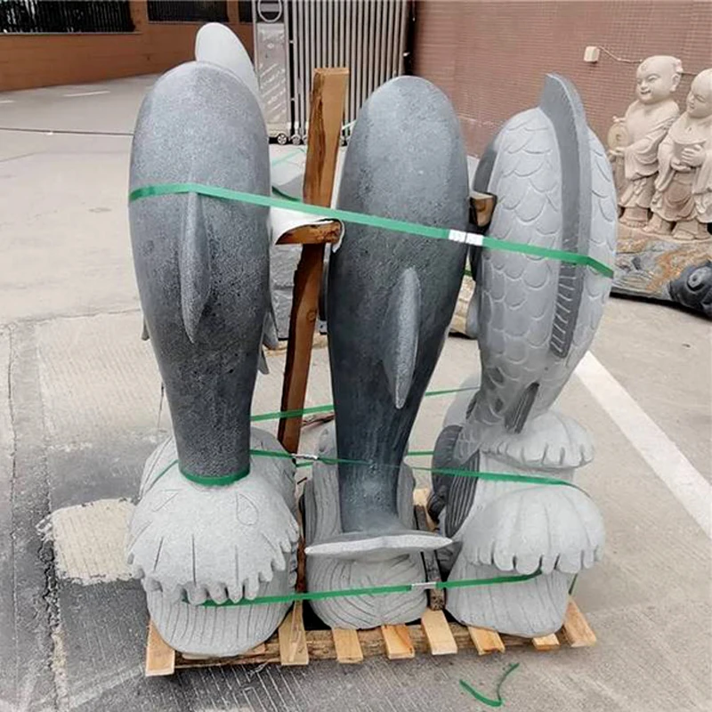 China Fox Lion Head Marble Sculpture Statue Carved Front Door Lion Marble Dolphin Sculpture