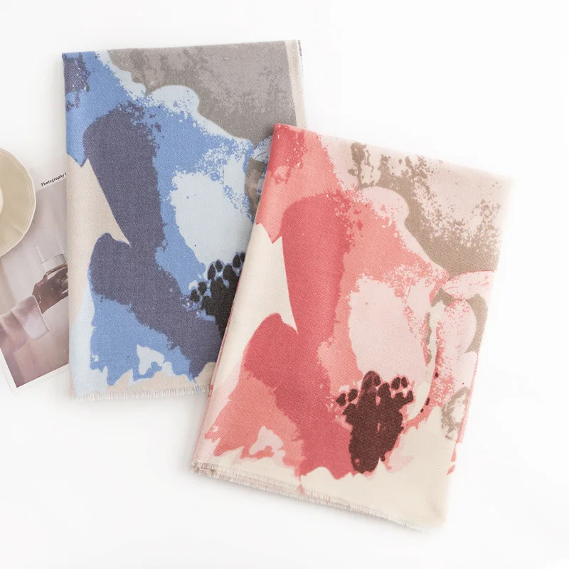New Trend Soft cozy cheap winter cashmere scarf women flower floral pattern pashmina shawl