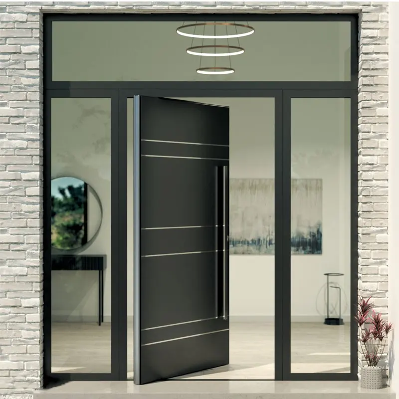 High quality wood design door second level glass German hardware home luxury pivot door