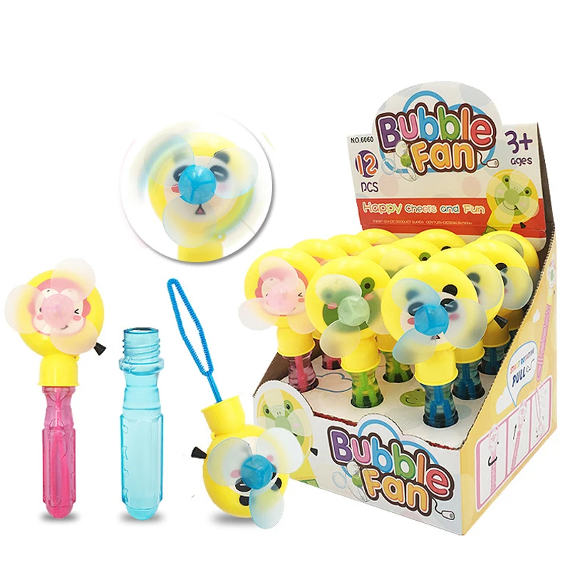 Children Summer Outdoor 30ml plastic animal bubble bottle bubble machines blowin wand bubble fan stick toy for kids