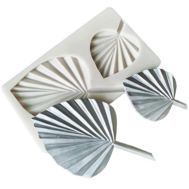 Fan Shape Silicone Mold DIY Cake Baking Decoration Gypsum Clay Chocolate Mold Cattail Leaf Fan Modeling Silicone Mold