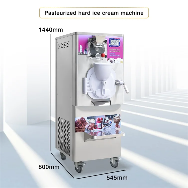 Combine the functions of the pasteurizer and of the batch freezer in one single machine/gelato machine/hard ice cream machine