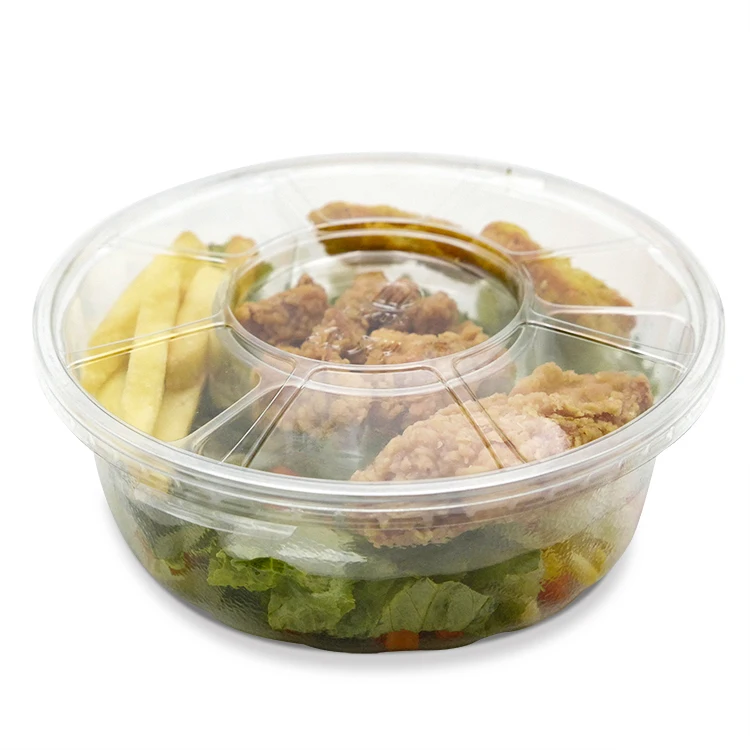 disposable salad box cold dish high transparency plastic round food packing container