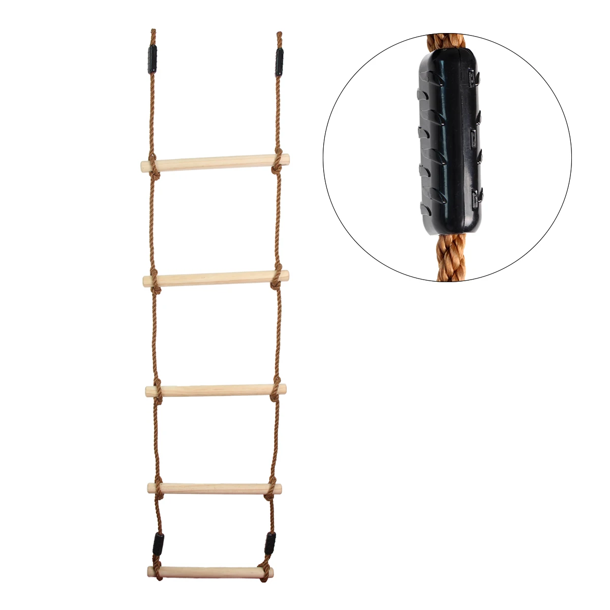 Plastic Climbing Rope Ladder Tree Swing Set Rainbow Wooden with Hanging Ninja Obstacle Course for Outdoor 1 Set Colorful