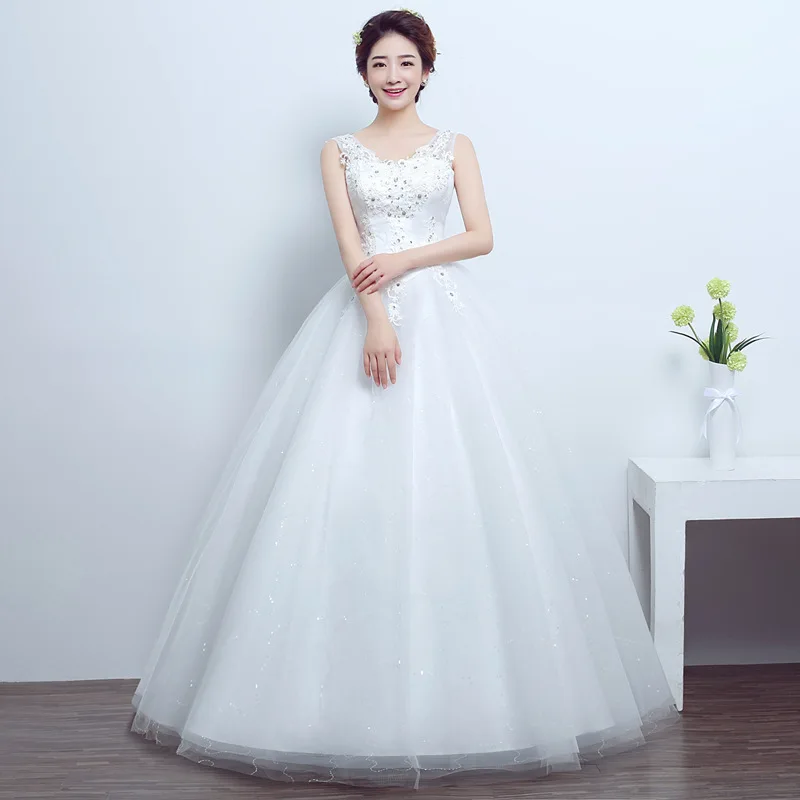 Lace Up Embroidered Crystal stone Tiered Tulle Sexy Beads Bridal Wedding Dresses