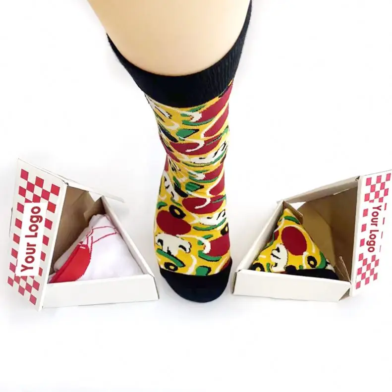 New design custom Pizza Socks Box seafood and vegetarian 1 Pair of cotton SOCKS. Fun gift for both men and women!
