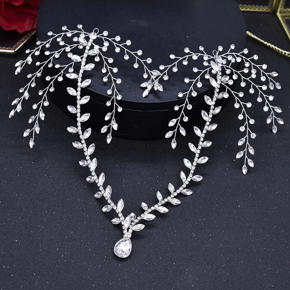 Shiny Water Drop Crystal Rhinestone Head Chain Wedding Dresses Accessories Bridal Headdress Cubic Zirconia Headpiece For Women