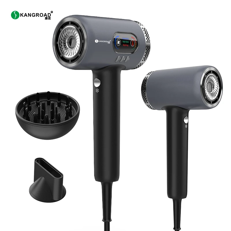 Professional Hair Dryer with Diffuser and Nozzle Plasma hair Blow Dryer Portable adjust Temperature Hair Dryer With HD LCD