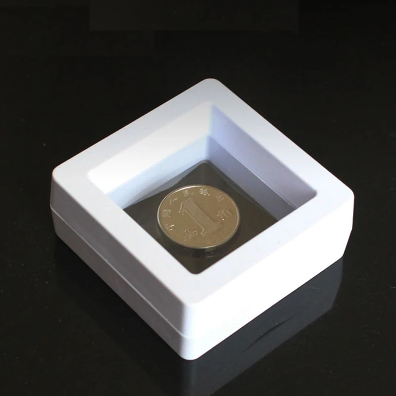
Custom logo clear film jewelry packaging display box 5*5cm transparent 3D floating suspended jewelry display box 