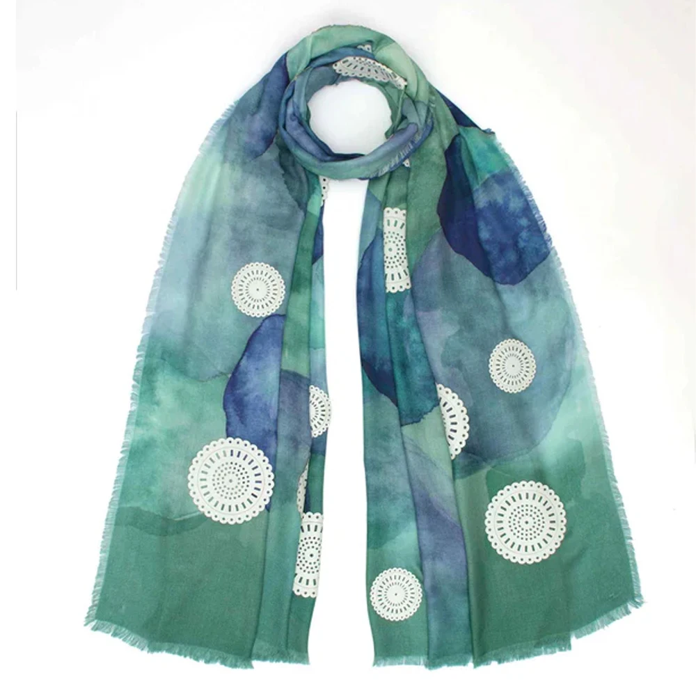 New Designer Hand Block Printed Shawl Cotton Scarf Dupatta Tassel Décor Neck Wrap Scarves For Women Clothing Colorful