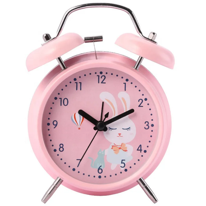 Hot Selling Round Vintage Classic Metal Analog Kids Alarm Clock with for Bedrooms Travel Clock Loud Twin Bell
