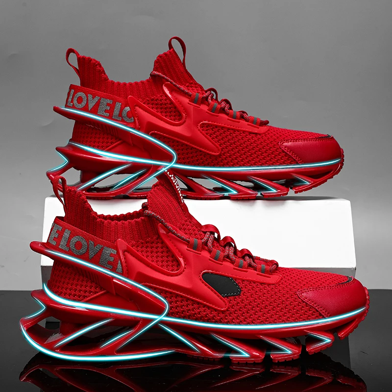 2022 Fashion Male Trainer Casual Running Shoes Men Sneakers Breathable Men Footwear Blade Red Shoes For Men