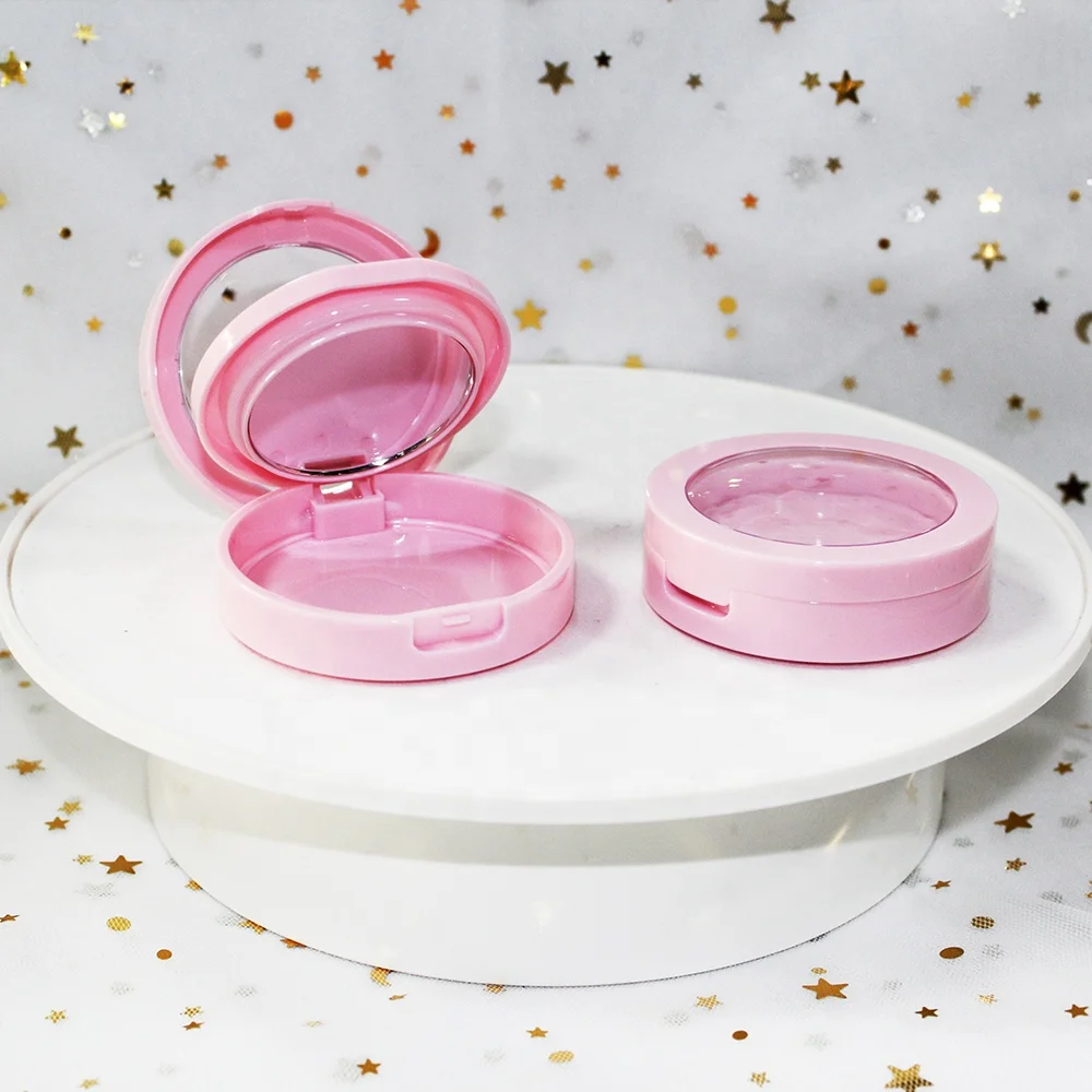 Wholesalers cosmetic private label 2 layers plastic round empty compact makeup powder case container