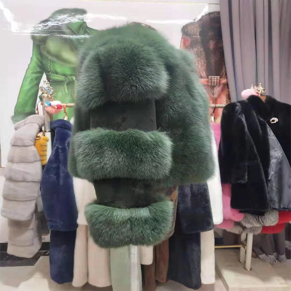 Custom Winter Fox Fur Coat Wholesale Fox Fur Coat Fashion Natural Sheep Shearing Luxury Real Fox Fur Coat