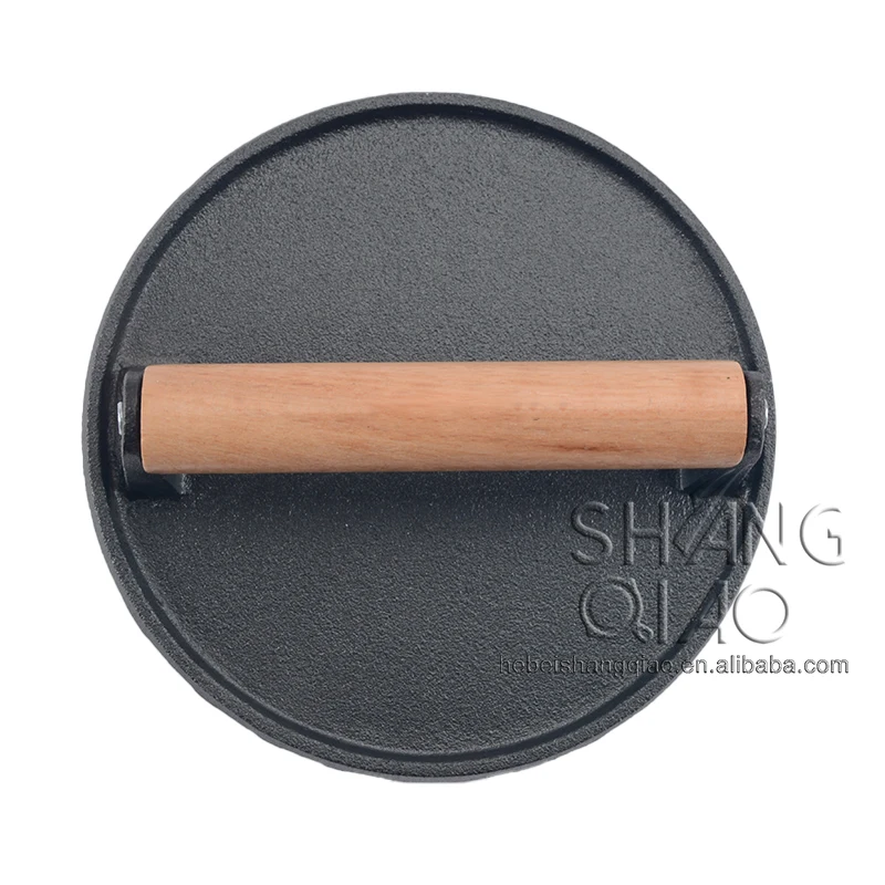 Сверхмощный круглый чугунный гриль пресс для мяса стейка бургеров