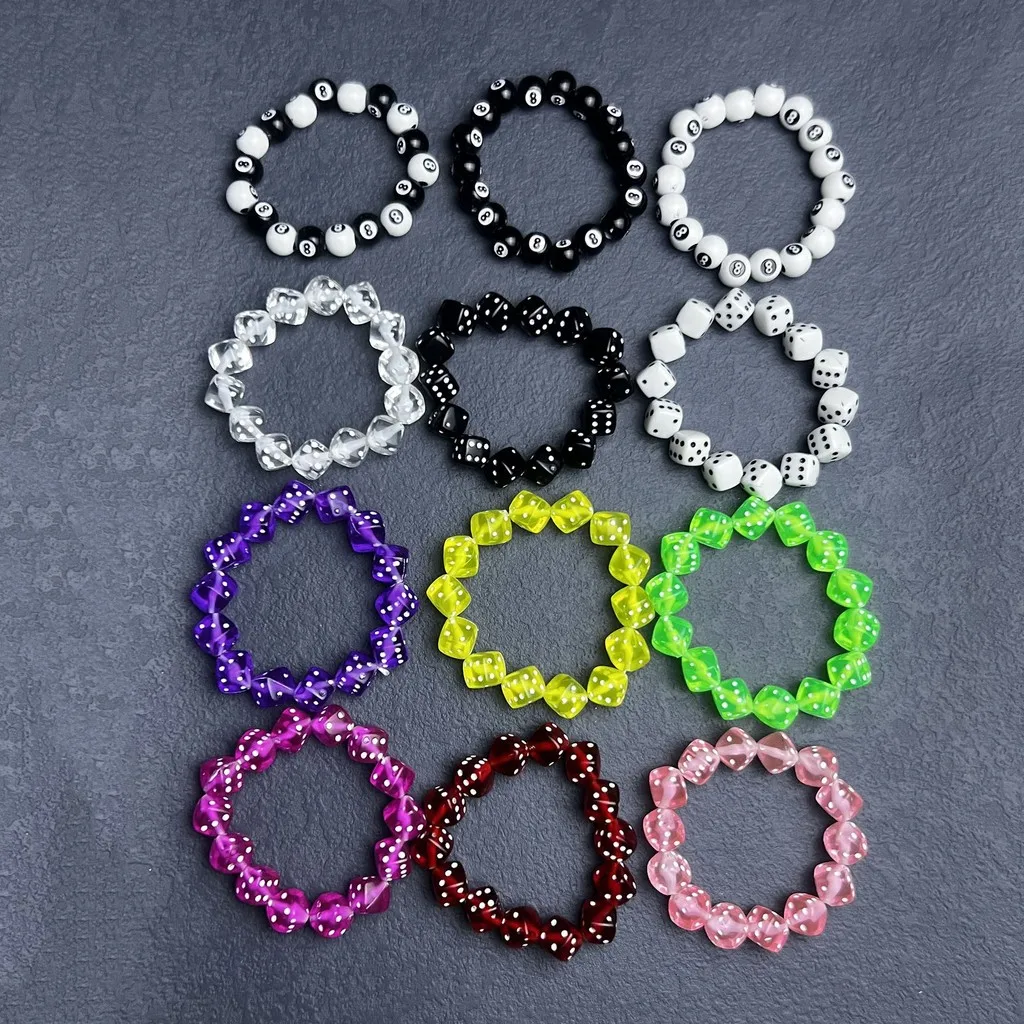 Creative Dice Billiards Ball Beads Bracelet for Men Beaded Elastic Bracelets Leisure Jewelry