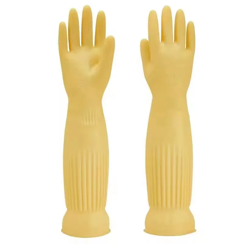 45cm 38CM extra long cuff kitchen cleaning washing household flocklined thick waterproof latex rubber gloves