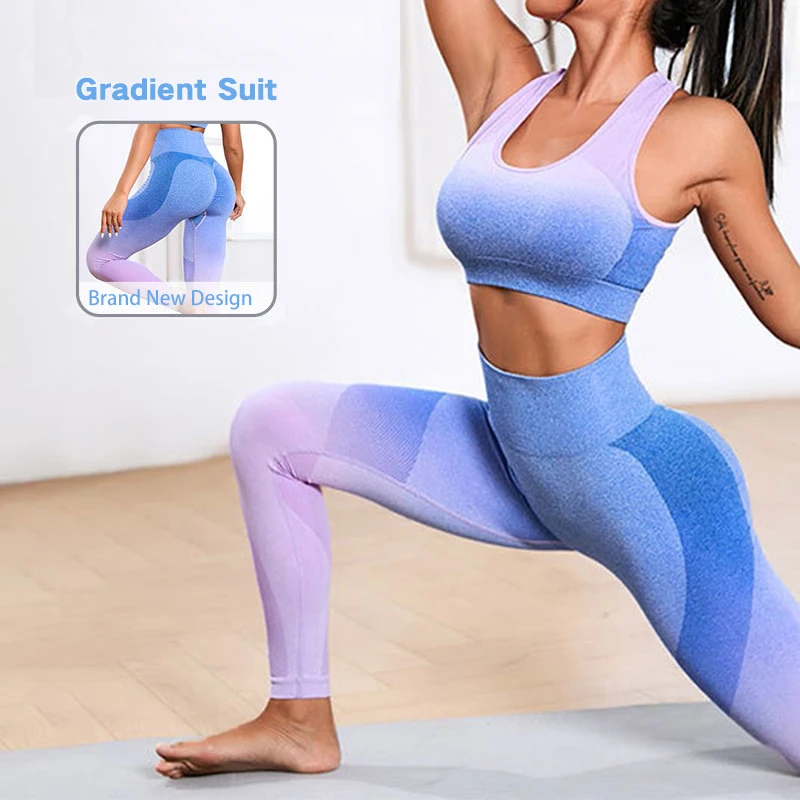 Wholesale Sportswear Ladies Gym Fitness Exercise Workout Yoga Clothes Suit Sportswear Seamless Women Active Wear Yoga Set