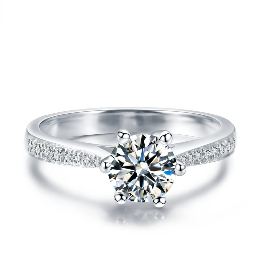 wedding set Luxury Custom 18K Solid Gold Ring round brilliant cut 0.5 ct Moissanite Vintage Engagement Ring with certificate