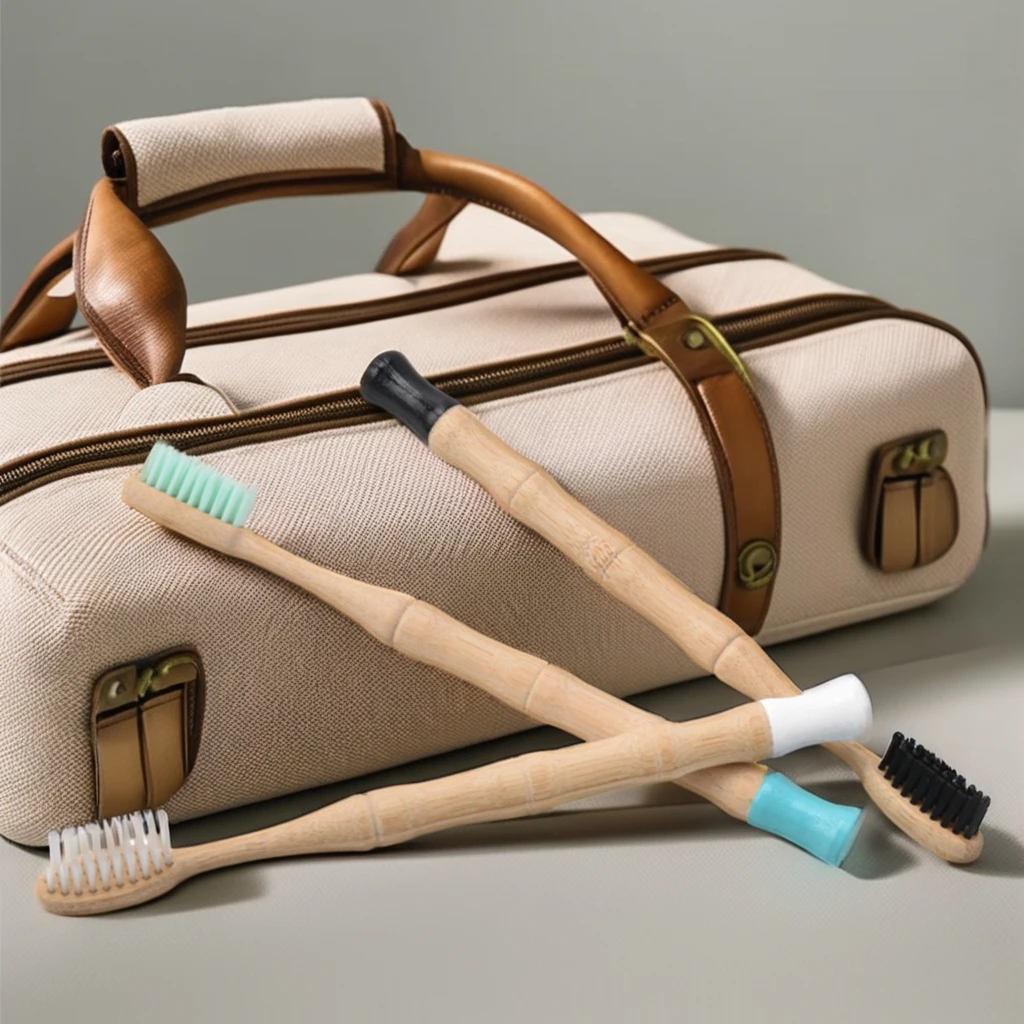 Custom OEM Free Laser Logo Round Handle Charcoal Bristles Bamboo Toothbrush Pack In Bamboo Case With Customized Logo