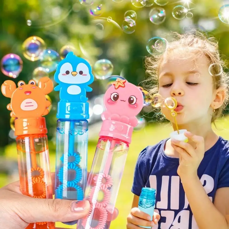Multi-Color Mini Bubble Toys for Kids Cartoon Soapy Water Bubble Stick with Soap Tube Fun Animal Style Bubble Machine
