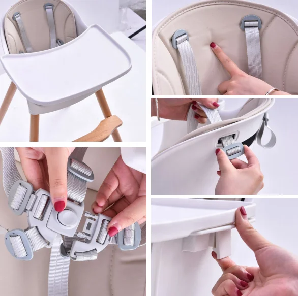 Manufacturer 5 Point Harness Removable Tray Baby Feeding Chair Baby Highchair