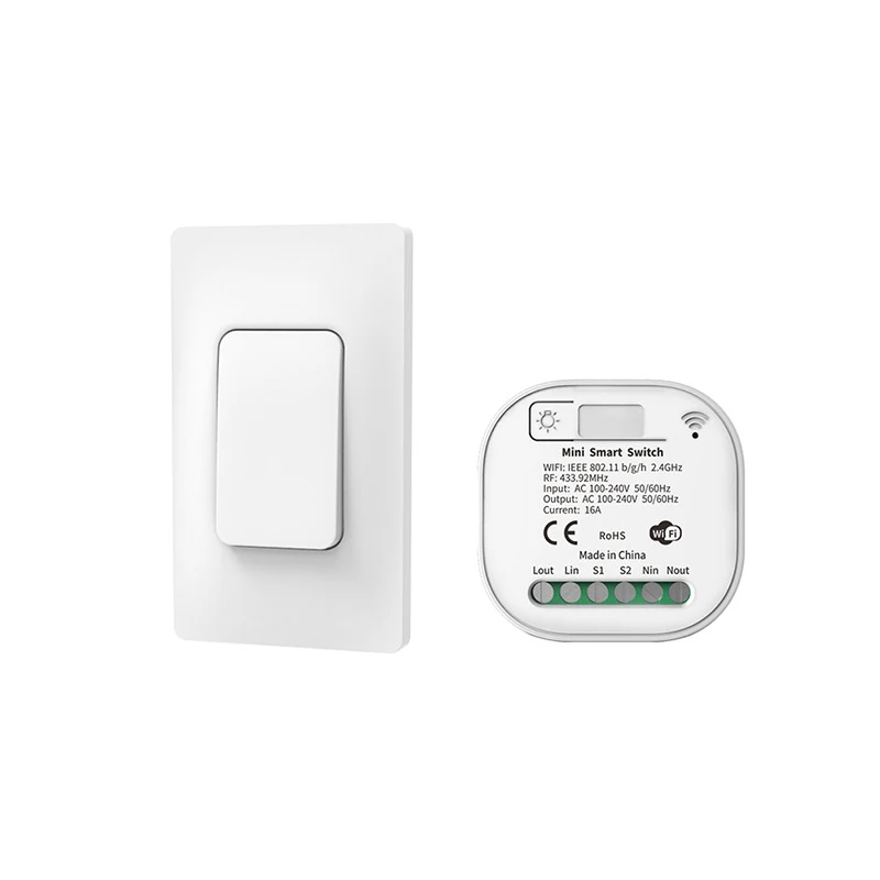 Qichip Qx-12070 Us 1 Gang 1 Way Kinetic Energy Wireless Wall Switch Battery-free Self-generating Lamp Tuya Wifi Smart Switch