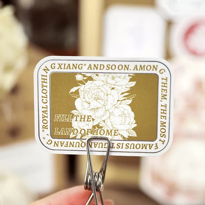 20pieces/pack Flower Gilding Label Cambric Paper Stickers Flower Rhyme Law Series Material Stickers Decoration 8Models