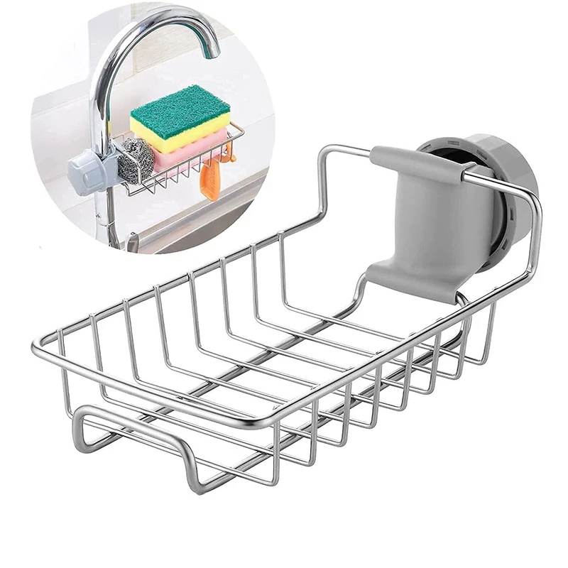 Kitchen Sink Sponge Holder Stainless Steel Detachable Hanging Faucet Drain Rack bathroom