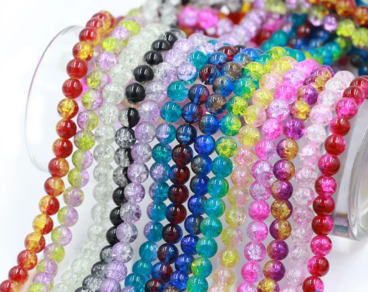 Colorful Glass Beads White Snow Cracked Quartz Crystal Beads Spacer Beads For DIY Jewelry Making