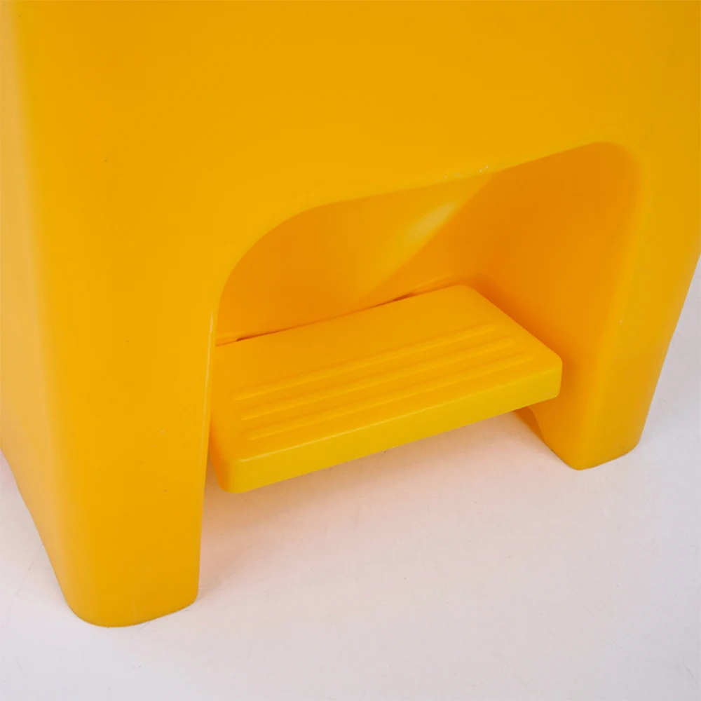 Yellow color coded hospital pedal plastic trash can garbage waste bin