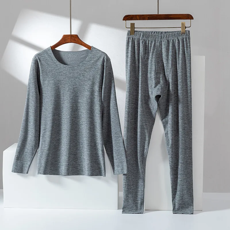 High Quality Classic Underwear Set Solid Color Thermal underwear Men Long Johns Suit